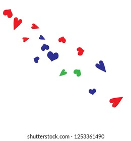 Delicate Background with Colorful hearts. Delicate Pattern for Postcard, Print, Banner or Poster. Pretty hearts For Party Decoration, Wedding, Birthday or Anniversary Invitation. Vector

