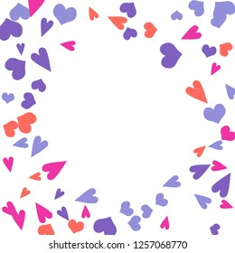Delicate Background with Colorful hearts. Delicate Pattern for Postcard, Print, Banner or Poster. Pretty hearts For Party Decoration, Wedding, Birthday or Anniversary Invitation. Vector

