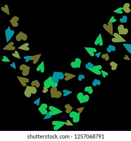 Delicate Background with Colorful hearts. Delicate Pattern for Postcard, Print, Banner or Poster. Pretty hearts For Party Decoration, Wedding, Birthday or Anniversary Invitation. Vector

