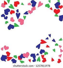 Delicate Background with Colorful hearts. Delicate Pattern for Postcard, Print, Banner or Poster. Pretty hearts For Party Decoration, Wedding, Birthday or Anniversary Invitation. Vector

