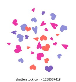 Delicate Background with Colorful hearts. Delicate Pattern for Postcard, Print, Banner or Poster. Pretty hearts For Party Decoration, Wedding, Birthday or Anniversary Invitation. Vector

