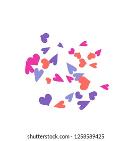 Delicate Background with Colorful hearts. Delicate Pattern for Postcard, Print, Banner or Poster. Pretty hearts For Party Decoration, Wedding, Birthday or Anniversary Invitation. Vector

