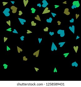 Delicate Background with Colorful hearts. Delicate Pattern for Postcard, Print, Banner or Poster. Pretty hearts For Party Decoration, Wedding, Birthday or Anniversary Invitation. Vector

