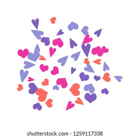 Delicate Background with Colorful hearts. Delicate Pattern for Postcard, Print, Banner or Poster. Pretty hearts For Party Decoration, Wedding, Birthday or Anniversary Invitation. Vector

