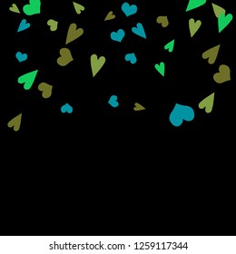 Delicate Background with Colorful hearts. Delicate Pattern for Postcard, Print, Banner or Poster. Pretty hearts For Party Decoration, Wedding, Birthday or Anniversary Invitation. Vector

