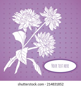 Delicate background with decorative dahlia flowers and place for text. Vector design for invitation, greeting card