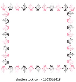 Delicate background, frame, scrapbook, with pink flowers, roses, balls and hearts Girl pink