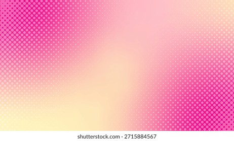 Delicate background in peach colors. Pink and yellow gradient with halftone vignette. Vector abstract illustration