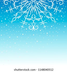Delicate background with snowflakes on blue. Vector illustration.