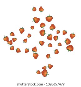 Delicate background with Strawberries. Trendy template for a postcard, stamp, banner or poster. Cute Strawberries on a white background. Vector
