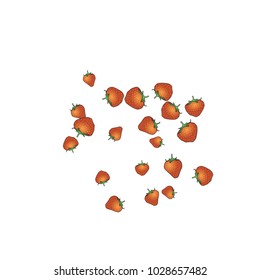 Delicate background with Strawberries. Trendy template for a postcard, stamp, banner or poster. Cute Strawberries on a white background. Vector