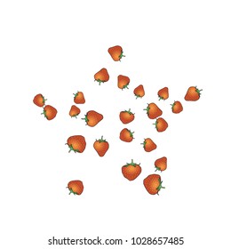 Delicate background with Strawberries. Trendy template for a postcard, stamp, banner or poster. Cute Strawberries on a white background. Vector