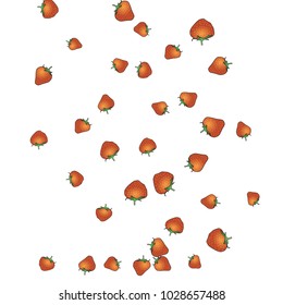 Delicate background with Strawberries. Trendy template for a postcard, stamp, banner or poster. Cute Strawberries on a white background. Vector