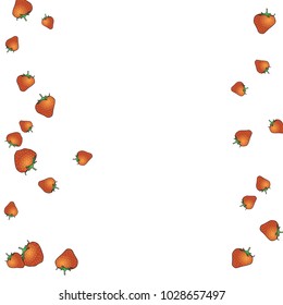 Delicate background with Strawberries. Trendy template for a postcard, stamp, banner or poster. Cute Strawberries on a white background. Vector