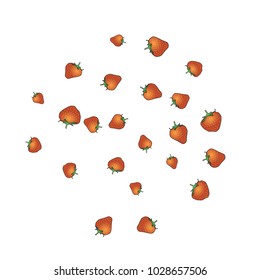 Delicate background with Strawberries. Trendy template for a postcard, stamp, banner or poster. Cute Strawberries on a white background. Vector