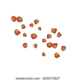 Delicate background with Strawberries. Trendy template for a postcard, stamp, banner or poster. Cute Strawberries on a white background. Vector