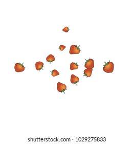 Delicate background with Strawberries. Trendy template for a postcard, stamp, banner or poster. Cute Strawberries on a white background. Vector