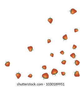 Delicate background with Strawberries. Trendy template for a postcard, stamp, banner or poster. Cute Strawberries on a white background. Vector