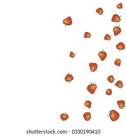 Delicate background with Strawberries. Trendy template for a postcard, stamp, banner or poster. Cute Strawberries on a white background. Vector