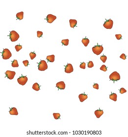 Delicate background with Strawberries. Trendy template for a postcard, stamp, banner or poster. Cute Strawberries on a white background. Vector