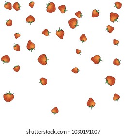 Delicate background with Strawberries. Trendy template for a postcard, stamp, banner or poster. Cute Strawberries on a white background. Vector