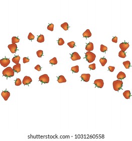 Delicate background with Strawberries. Trendy template for a postcard, stamp, banner or poster. Cute Strawberries on a white background. Vector