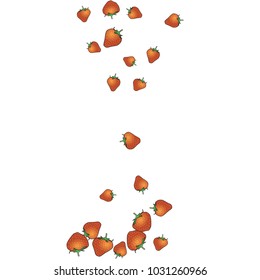 Delicate background with Strawberries. Trendy template for a postcard, stamp, banner or poster. Cute Strawberries on a white background. Vector