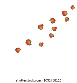 Delicate background with Strawberries. Trendy template for a postcard, stamp, banner or poster. Cute Strawberries on a white background. Vector
