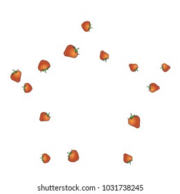 Delicate background with Strawberries. Trendy template for a postcard, stamp, banner or poster. Cute Strawberries on a white background. Vector
