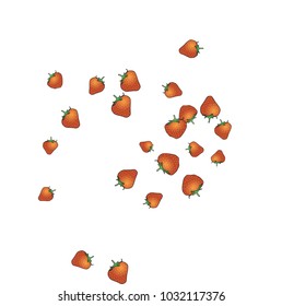 Delicate background with Strawberries. Trendy template for a postcard, stamp, banner or poster. Cute Strawberries on a white background. Vector
