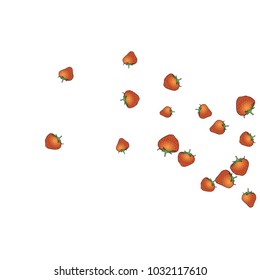 Delicate background with Strawberries. Trendy template for a postcard, stamp, banner or poster. Cute Strawberries on a white background. Vector
