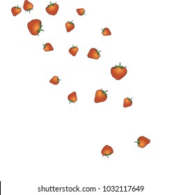Delicate background with Strawberries. Trendy template for a postcard, stamp, banner or poster. Cute Strawberries on a white background. Vector
