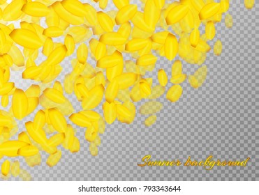 Delicate background with yellow petals of flowering daffodils for romantic decoration for Valentine's Day or birthday design on a transparent backdrop