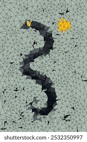 A delicate balance of light and dark tones picturing blue snake on blue background