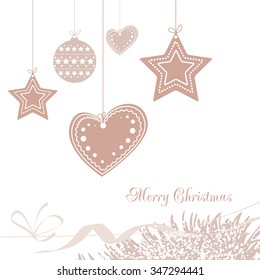 Delicate bauble on a white Christmas background.
