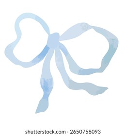 Uma delicada e bela ilustração de arco de fita azul para vários usos e designs criativos