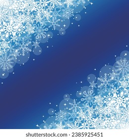 Delicado y hermoso marco azul de copo de nieve