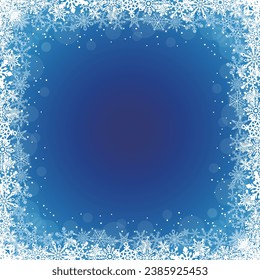 Delicado y hermoso marco azul de copo de nieve