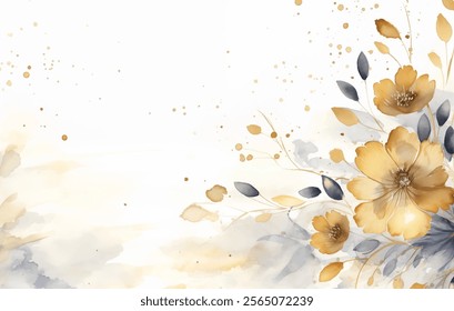 Belleza delicada de flores de acuarela, fondo de Vector tranquilo y refrescante. Ilustración botánica de elegantes flores en tonos suaves y elegancia natural. Tacto ligero y aireado, fresco y delicado