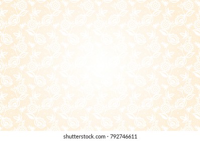 Delicate beige background with lace floral pattern in a retro style