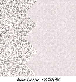 delicate beige background with white cut-out  lacy pattern