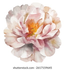Delicate beige peony flower illustration with soft, layered petals. Perfect for adding elegance and sophistication to design projects, decor, and stationery. High-quality and beautifully detailed.