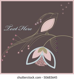 Delicate bird and flower greeting card
