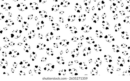 Delicate Black Heart Burst Pattern on White Backdrop: Romantic and Minimalist Design for Valentine's Day or Anniversary Projects, Perfect for Celebrations and Special Moments