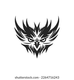 Delicate black owl logo. Isolated on a white background.
