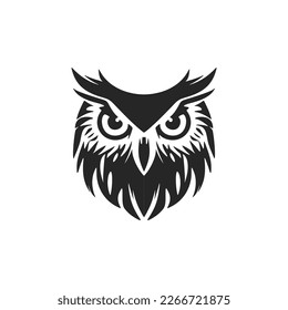 Delicate black owl logo. Isolated on a white background.