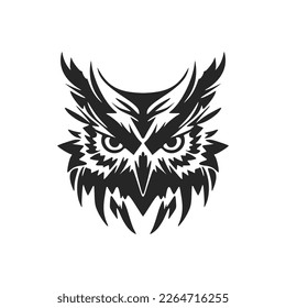 Delicate black owl vector logo. Isolated.