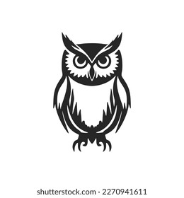 Delicate black owl vector logo. Isolated.