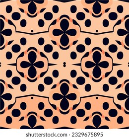 Delicate black and pink flowers dance across a black background, forming a captivating repeating fabric pattern. The design seamlessly merges to create an elegant and cohesive look.