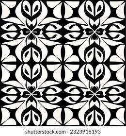 Delicate black and white leaves intertwine to form captivating art nouveau floor pattern, evoking the essence of the.